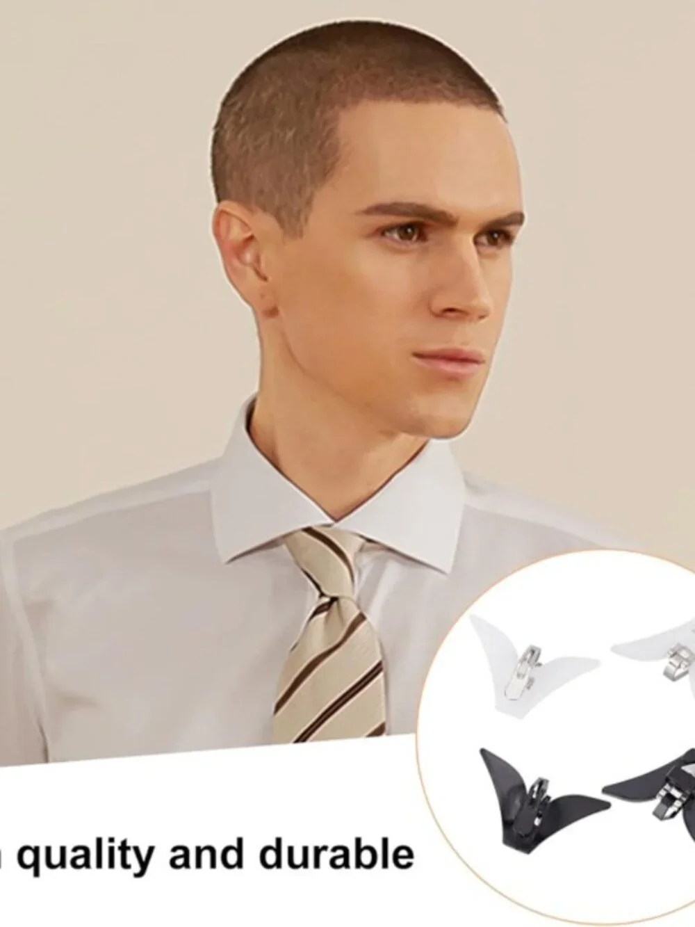 Bowtie/Tie Hardware Fastener Clips with Plastic Fixed Collar Clips | Black | Whi